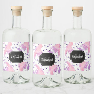 Étiquettes Pour Bouteilles De Liqueur Sirène d'aquarelle mignonne