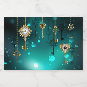 Étiquettes Pour Bouteilles De Liqueur Skeleton Keys on Green Background