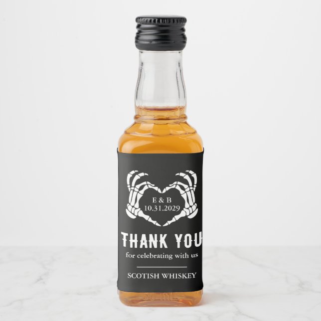 Étiquettes Pour Bouteilles De Liqueur Skeleton personnalisé Coeur Noir jusqu'à la mort M (Devant)