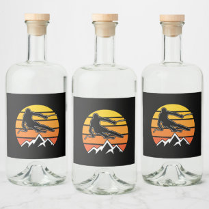 Étiquettes Pour Bouteilles De Liqueur Ski rétroactif