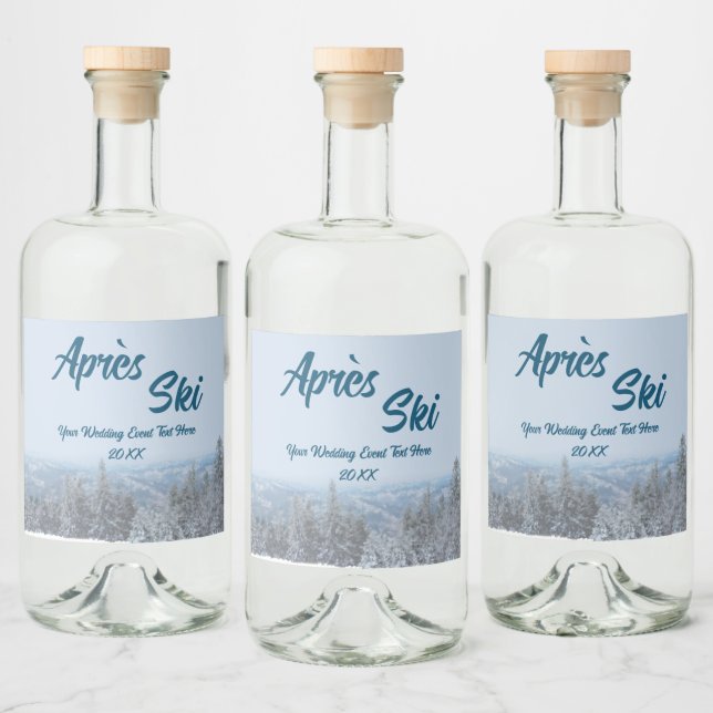 Étiquettes Pour Bouteilles De Liqueur Snowy Mountain Forest Apres Ski Mariage Event (Bouteilles)