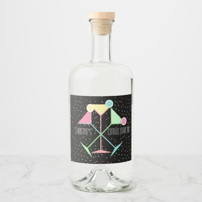 Étiquettes Pour Bouteilles De Liqueur Soirée Cocktail Martini Citron Bachelorette (Devant)