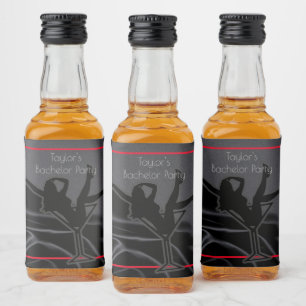 Étiquettes Pour Bouteilles De Liqueur Soirée de célibataire silhouette en satin noir