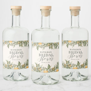 Étiquettes Pour Bouteilles De Liqueur Soirée de douche de mariée aux agrumes d'orange ru