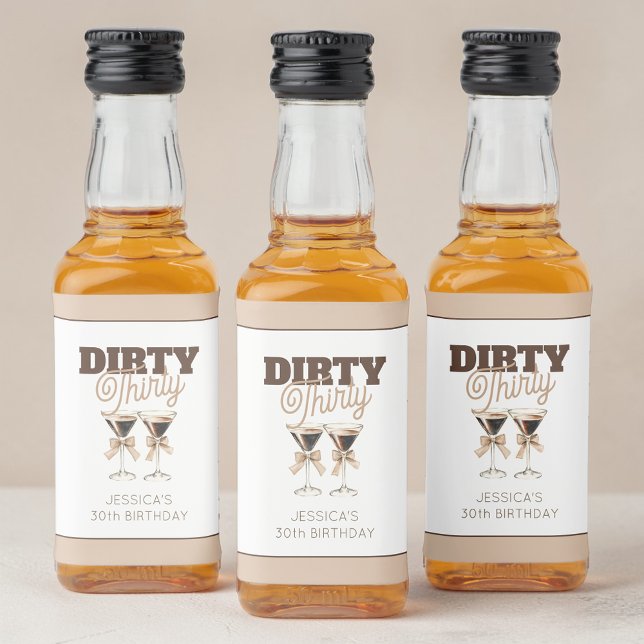 Étiquettes Pour Bouteilles De Liqueur Soirée Trente Espresso Martini 30ème anniversaire (Dirty Thirty Espresso Martini 30th Birthday Party Liquor Bottle Label)
