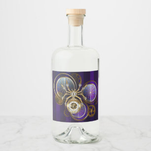 Étiquettes Pour Bouteilles De Liqueur Spider Steampunk sur Arrière - plan pourpre