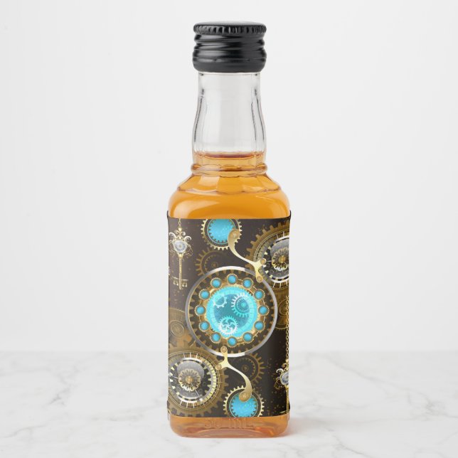 Étiquettes Pour Bouteilles De Liqueur Steampunk Rusty Background (Devant)