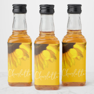 Étiquettes Pour Bouteilles De Liqueur Summertime Yellow Sunflower Nom personnalisable