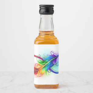 Étiquettes Pour Bouteilles De Liqueur Symbole d'infini avec plume arc-en-ciel