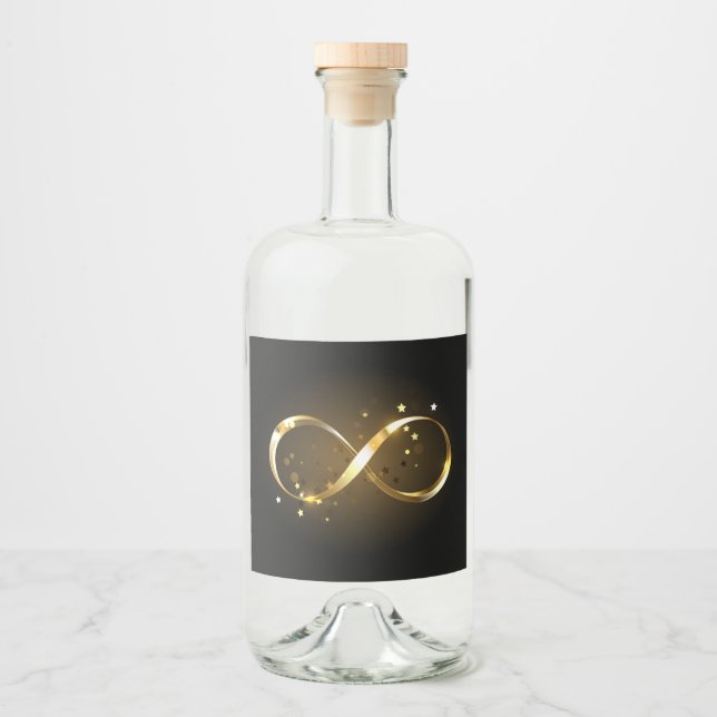 Étiquettes Pour Bouteilles De Liqueur Symbole d'infini doré (Devant)