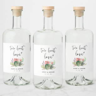 Étiquettes Pour Bouteilles De Liqueur Taco Bout Love Aquarelle Cactus Fiesta Favoriser