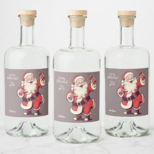 Étiquettes Pour Bouteilles De Liqueur Texte personnalisé amusant Drunk Père Noël