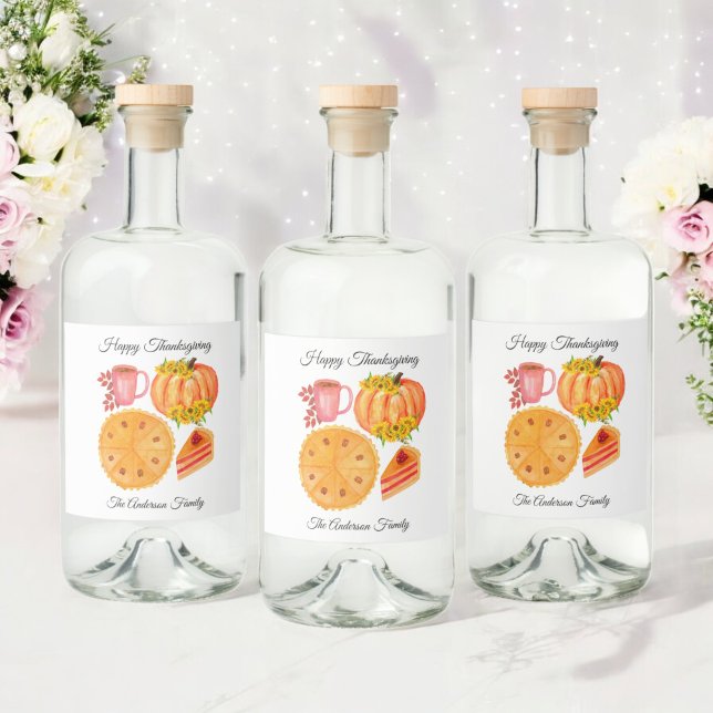 Étiquettes Pour Bouteilles De Liqueur Thanksgiving Friendsgiving Citrouille Split Latte (Créateur téléchargé)