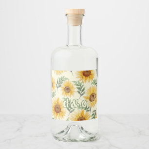 Étiquettes Pour Bouteilles De Liqueur Tournesol Eucalyptus Floral Mariage botanique