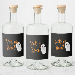 Étiquettes Pour Bouteilles De Liqueur Trick or Treat Fantôme Halloween