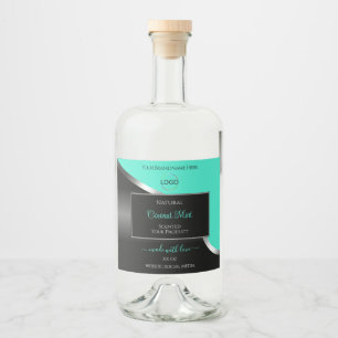 Étiquettes Pour Bouteilles De Liqueur Turquoise Black Wavy Silver avec Étiquettes de pro