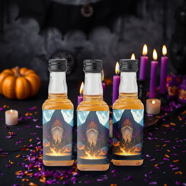 Étiquettes Pour Bouteilles De Liqueur Un démoniste brasse une fête d'Halloween (Créateur téléchargé)