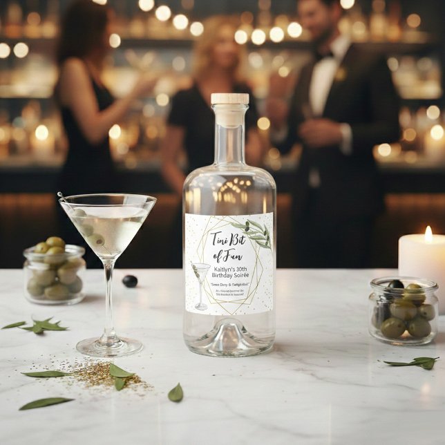 Étiquettes Pour Bouteilles De Liqueur Un Petit Peu De Fun Martini Soirée (Créateur téléchargé)