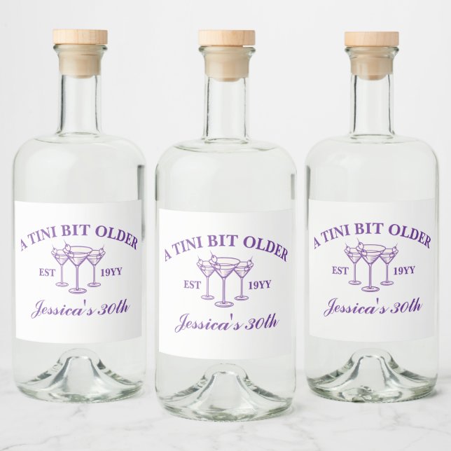 Étiquettes Pour Bouteilles De Liqueur Un Tini Un Peu Plus Ancien Martini Violet Annivers (Bouteilles)