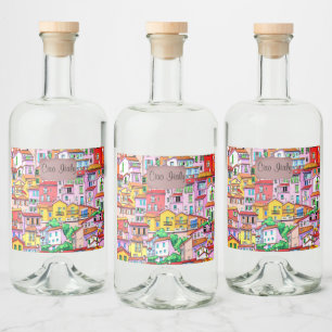 Étiquettes Pour Bouteilles De Liqueur Vibrant façade italienne