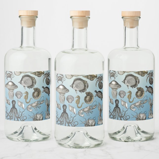 Étiquettes Pour Bouteilles De Liqueur Vie maritime (Bouteilles)