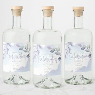 Étiquettes Pour Bouteilles De Liqueur Vin ou bière   Rustique aquarelle Aqua Lilac Feuil