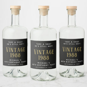 Étiquettes Pour Bouteilles De Liqueur Vintage 40e anniversaire de fête Noir