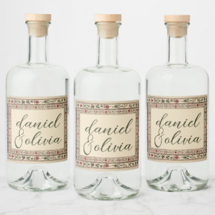 Étiquettes Pour Bouteilles De Liqueur Vintage cadre Ethnic Motif Mariage