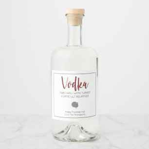 Étiquettes Pour Bouteilles De Liqueur Vodka se marie bien avec la dinde et les parents d