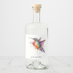 Étiquettes Pour Bouteilles De Liqueur Vol coloré, aquarelle colibri personnalisé