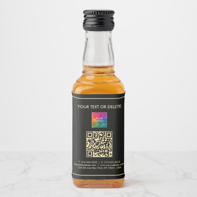 Étiquettes Pour Bouteilles De Liqueur Votre Logo Texte Personnalisé Code QR Simple Mini (Devant)