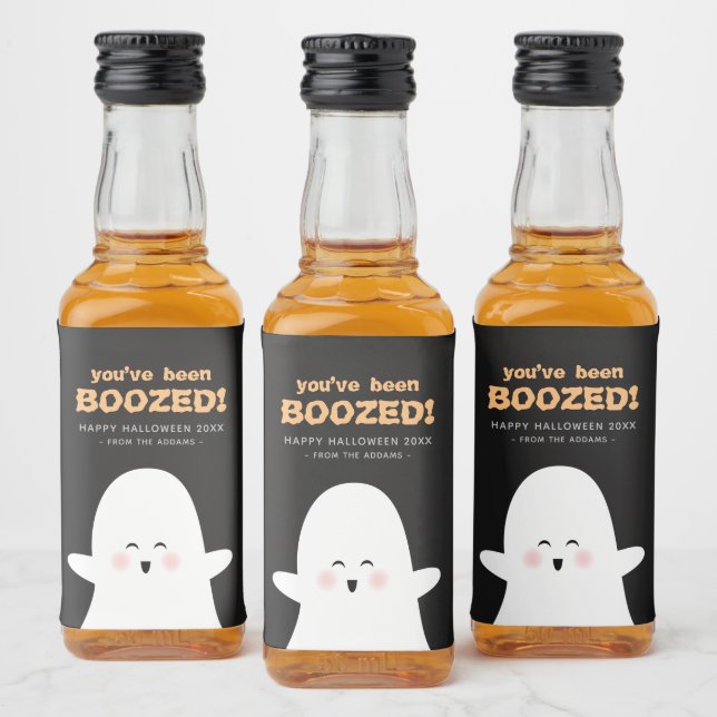 Étiquettes Pour Bouteilles De Liqueur Vous avez été boosté Halloween mignon Ghost Liquor (Bouteilles)