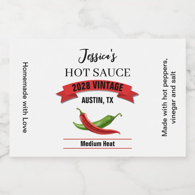 Étiquettes Pour Bouteilles De Liqueur Wedding Hot Sauce Label HS039rt (Étiquettes simples)