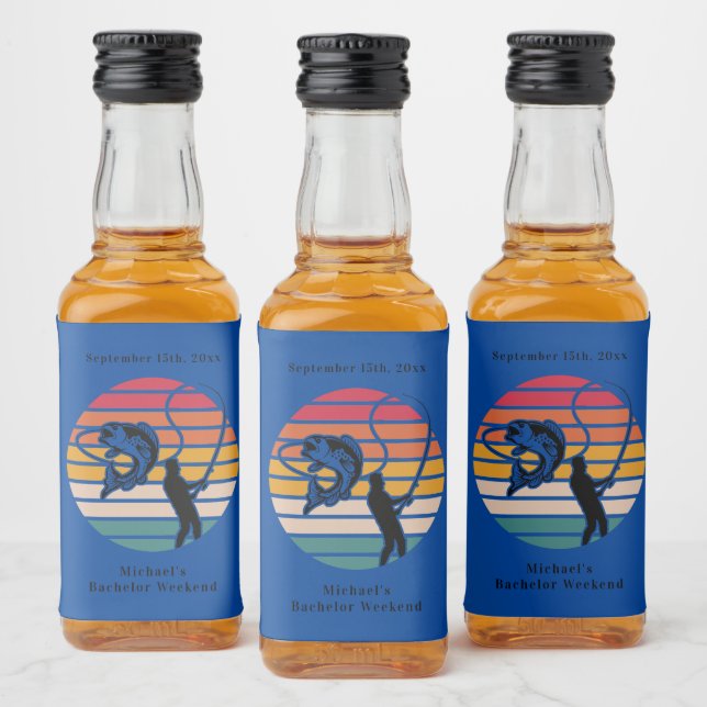 Étiquettes Pour Bouteilles De Liqueur Week-end de célibataire personnalisé pour la pêche (Bouteilles)