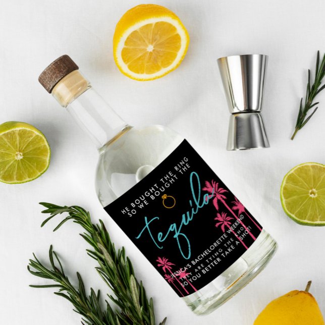 Étiquettes Pour Bouteilles De Liqueur Week-end de célibataire tropical à Miami (Créateur téléchargé)