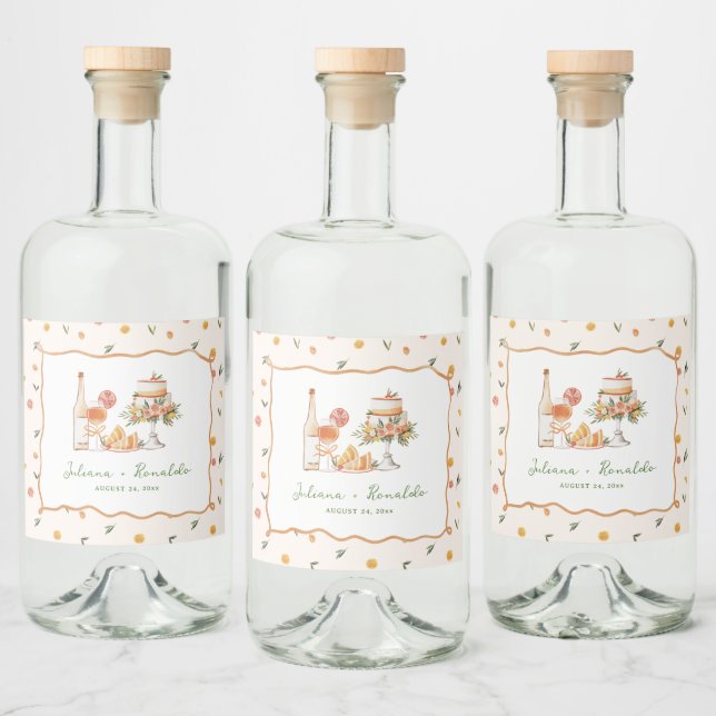 Étiquettes Pour Bouteilles De Liqueur Whimsical Italien Citrus Mariage (Bouteilles)