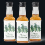 Étiquettes Pour Bouteilles De Liqueur Winter Forest Merry Christmas Company<br><div class="desc">Ces étonnants autocollants de bouteilles d'aquarelle qui disent "Joyeux Noël" et votre nom d'entreprise qui ont des pins multicolores élégants et des étoiles de parties scintillant d'or et des confettis sur eux sont parfaits pour mettre sur toutes les mini bouteilles d'alcool que vous avez à vos événements de vacances. Ils...</div>