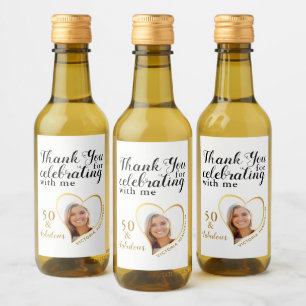 Étiquettes Pour Bouteilles De Vin 50 et Fabulous White Black Gold Merci photo