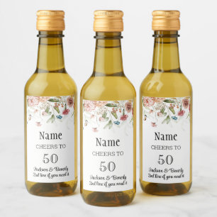 Étiquettes Pour Bouteilles De Vin 50e anniversaire Mini vie morte goutte florale