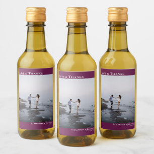 Étiquettes Pour Bouteilles De Vin Amour & Merci Magenta Simple Mariage Photo Mini