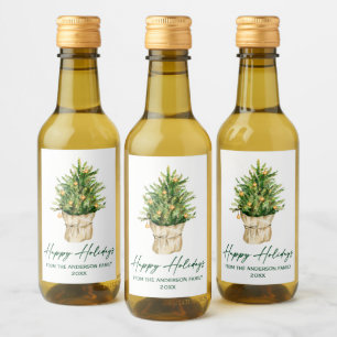 Étiquettes Pour Bouteilles De Vin Aquarelle Arbre Calligraphie Enk Holiday Mini