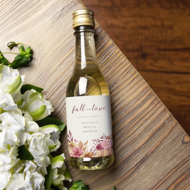 Étiquettes Pour Bouteilles De Vin Automne Citrouille & Fleurs des Champs "Tombez amo (Créateur téléchargé)