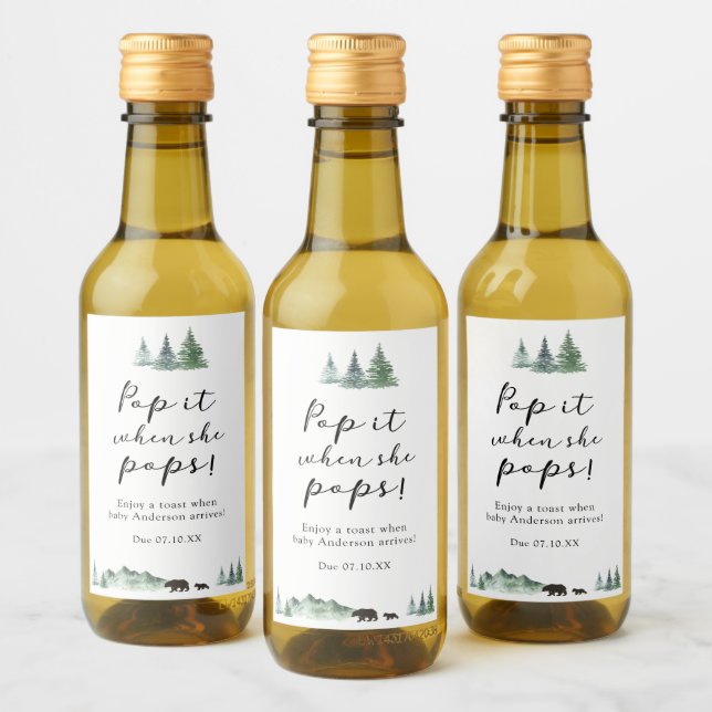 Étiquettes Pour Bouteilles De Vin Aventure commence Pop it quand elle pop Baby showe (Bouteilles)