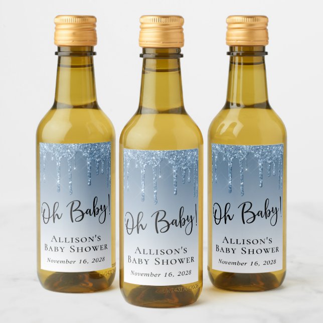 Étiquettes Pour Bouteilles De Vin Baby Boy Douche Parties scintillant Bleu Personnal (Bouteilles)