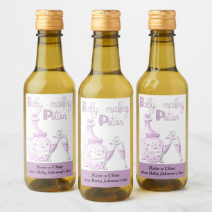 Étiquettes Pour Bouteilles De Vin Baby Making Potion Baby shower en verre rose Favor