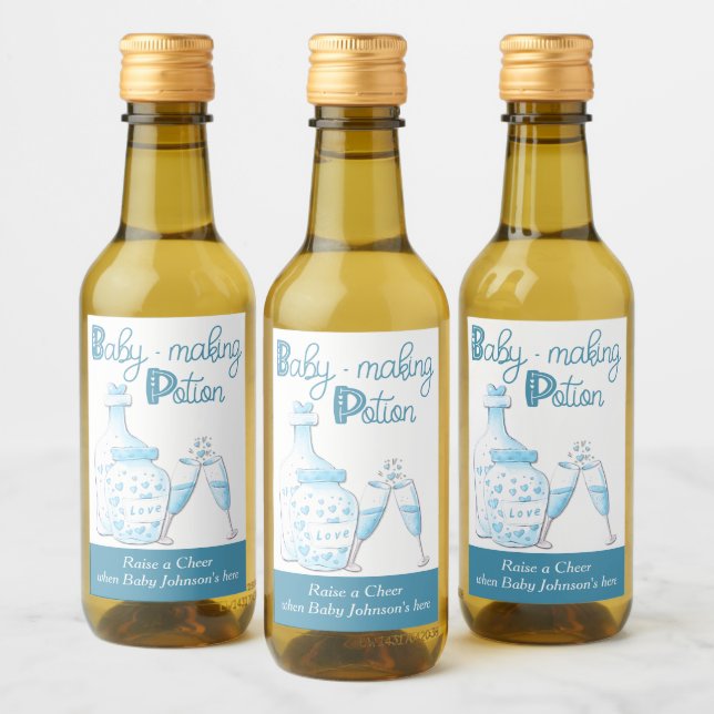 Étiquettes Pour Bouteilles De Vin Baby Making Potion Blue Glass Baby shower Favorise (Bouteilles)