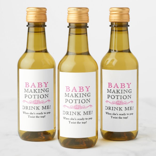 Étiquettes Pour Bouteilles De Vin Baby shower Faveur bébé faire potion rose Mini (Bouteilles)