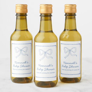 Étiquettes Pour Bouteilles De Vin Baby shower Favoriser Personnalisé Blue Bow Étique