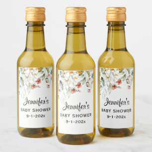 Étiquettes Pour Bouteilles De Vin Baby Shower Mini Bouteille Fleurie Miniature