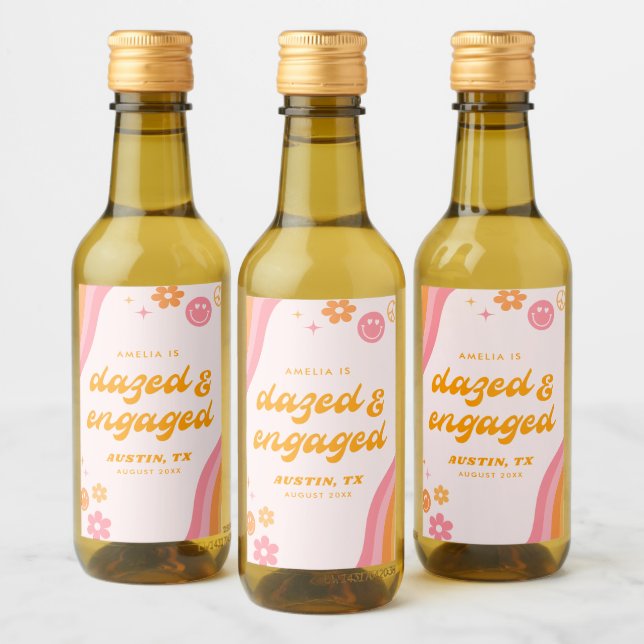 Étiquettes Pour Bouteilles De Vin Bazed & Engagé rose & orange (Bouteilles)